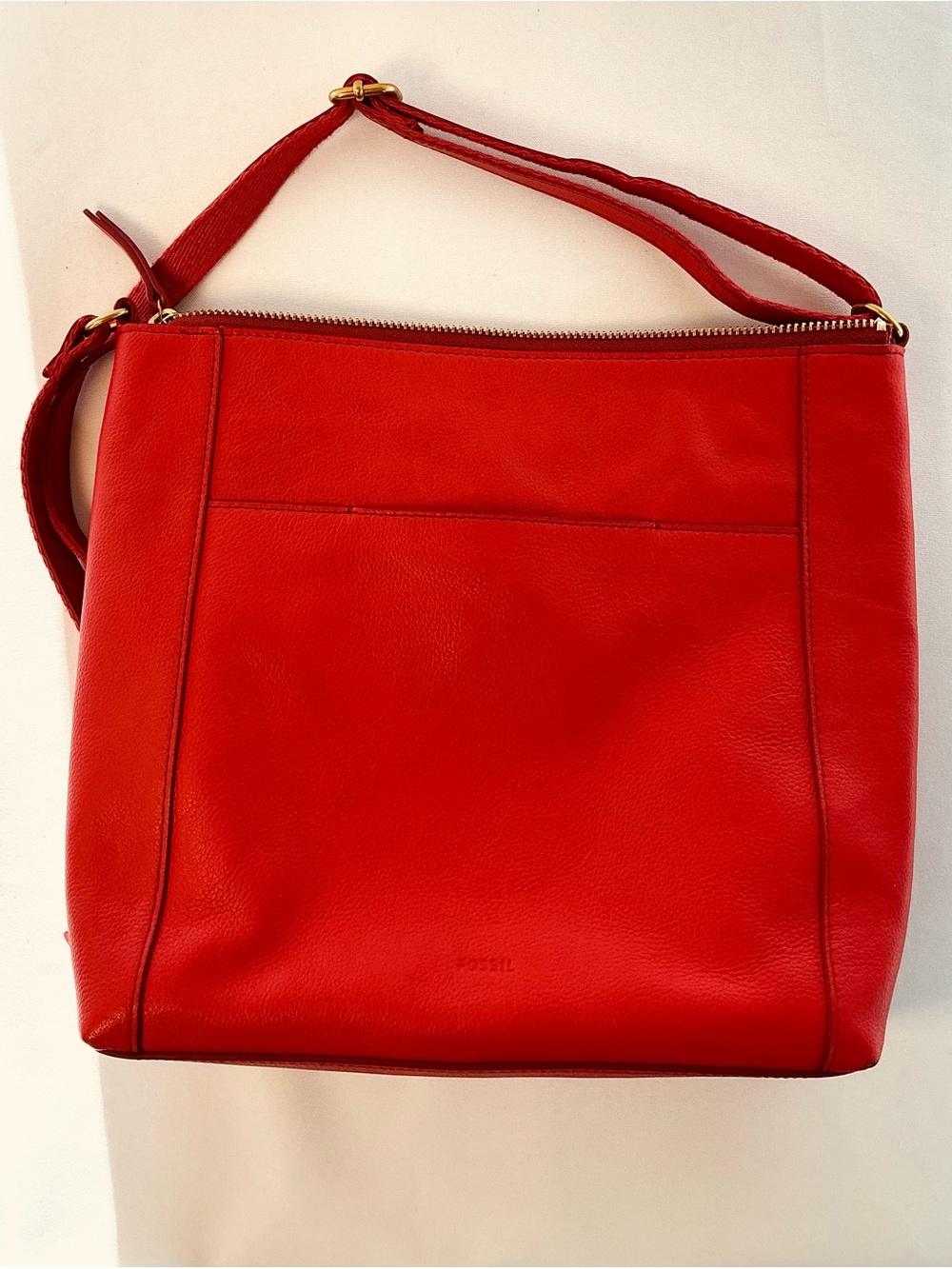Fossil Red Leather Shoulder Crossbody Purse Bag with Adjustable Strap